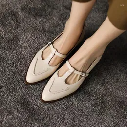 Dress Shoes For Women Brand Summer Basic Pointy Pumps Ladies Elegant Buckle Strap Square Heels Ssandals Office & Career Female