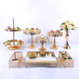Inne świąteczne materiały imprezowe 8pcs Crystal metalowy stojak na ciasto Zestaw Acryl Mirror Dekoracje deser