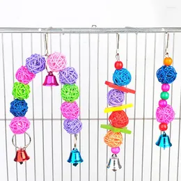 Other Bird Supplies Parrot Chew Strands Wooden Parakeet Bite Molar Toys Rattan Ball Hamster Cage Funny Swing Pet