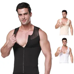 Męskie kształty ciała odchudzające shaper shaper kamizelka klatki piersiowej talia Trainer Trainer Gynecomastia Shirt Mężczyźni Control Boobs Zipper Corset2432