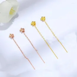 Dangle Earrings Muzhi Real 18K Gold Pure Au750 Star Design Fine Jewelry Gifts for Women EA021