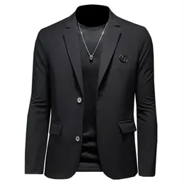 S-5XL spring and autumn new men's slim business casual suit Korean version anti-wrinkle non-iron 2023 plus size jacket pure c220u