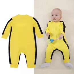 Rompers Bron Boys Girl Bebes Rompers Kung Fu Yellow Bruce Lee Rompers Baby Clothing Springautumnwinter Baby Boy Rompers Scossuit 2309915