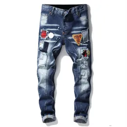 Designer män randiga denim jeans mens lyx denim mode märke blå byxor ljus blå jeans hip hop street stil byxor221i