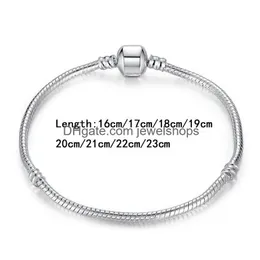 Kette 16-23 cm 925 Sterling Silber Armbänder M Schlangenketten Fit Charm Europäische Perlen Armreif Für Männer Frauen Schmuck Geschenk Drop Deli Dhzql