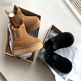 Kvinnor F23 Neumel Platform 1C1Helsea Boots Shoes Chestnut Black Chelsea Designer Flat Snow Boot Winter Comfprt Womens Bootie Putdoor Sneakers US4-US12 Ny ankomst