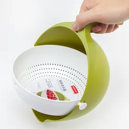 Storage Baskets Double Drain Basket Bowl Rice Washing Kitchen Sink Strainer Noodles Vegetables Fruit Gadget Colander Coladores De 211K