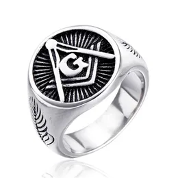 Cluster Rings Stainless Steel Sier Mason Masonic Ring Jewel High Quality Polished Fraternal Association Square Compass Personality Dro Dhp3X