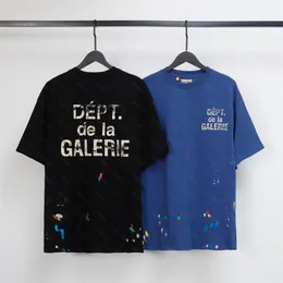 Galeriler Bölümü Harajuku 23ss Bahar Vintage Yıkanmış Sıçrama-mürekkep Baskılı Logo Tişört Gevşek Büyük Boy Hip Hop Unisex Kısa Kollu Tees 01