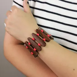 Strand Wood Beads Bracelets For Women Wooden Beaded Statement Vintage Bangles Boho Jewelry Fashion Accessories