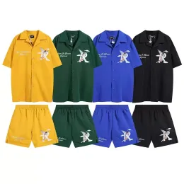 Summer Mens Sportswear Designer Cotton Monogram Print Kort ärm T-skjorta Shorts Suit 2-Piece Fashion Sports Suit W0kV#