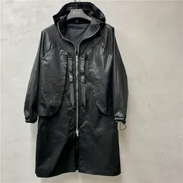 남성용 트렌치 코트 Owen Seak 남자 Parker Jackets 고딕 양식 의류 가을 겨울 먼지 바람발기 검은 색 크기 XL 230915