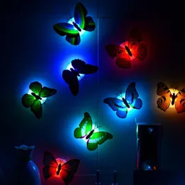 ナイトライトロマンチックな魔法カラーフ蝶装飾ライト接着剤の導か