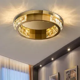 Modern LED Crystal Chandelier för tak levande matsal Kristalllamp Cricle Rostfritt stål Cristal Luster Lighting Fixture244T