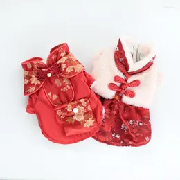 Odzież dla psa Chińskie ubranie Tang garnitur zimowe ubrania kota cheongsam para kostiumów zwierząt wiosenny festiwal wiosenny
