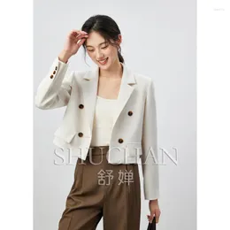 여자 정장 Shuchan Casaco Feminino Crop Top High Street Double Breast Straight Fashion Design Blazer Mujer de Moda 2023