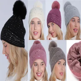 Beanie/Skull Caps Womens Knit Hat Winter Plus Velvet Warm Soft Fur Ball Hat MZ011 230915