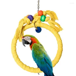 その他の鳥の供給ペットオウム鳥ケージおもちゃコットンロープサークルリングスタンドチューイングバイトハンギングスイングスイングプレーおもちゃアフリカングレー
