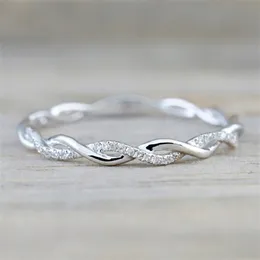 Silver Twist Pierścienie dla kobiet Dziewczyny miłośniki Sióstr zaręczynowy Obietnica Weddna Biżuteria na Dzień Matki Walentynki Przyjaźń