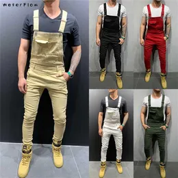 2020 Fashion Retro Design Slim Black Blue Denim Jumpsuit Shredded Cotton Jeans Denim Romper Jeans Male Bib Jumpsuit Jean Pants276d