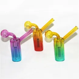 Tubo de queimador de óleo de vidro colorido de 4,72 polegadas Grosso Pyrex Parafuso Água Bong Tigela de Tabaco Peça Fumar Cachimbo de água Bong Ash Catcher Acessório