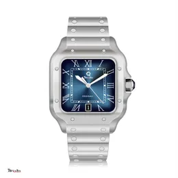 남성 자동 기계식 시계 Requin Santo Silver White Stainless Steel Case Blue 3 핸드 캘린더 다이얼 100xl Sapphire 280U