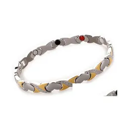 Chain Fashion Cross Heart Love Shape Sier Gold Energy Healthy Link Bracelets Magnetic Germanium Bracelet Jewelry Drop Delivery Dhagt