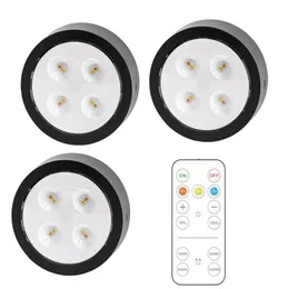Sändlöst LED -skåp Ljus 3 färger i 1 Puck Light Batteridriven fjärrkontroll för sovrum, kök, korridor, trappor