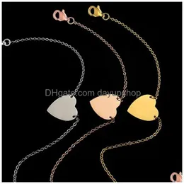 Hjärtarmband Kvinnor Par Bangle Rose Gold Chain Armband på hand rostfritt stål Fashion Jewelry Gifts For Woman Valentine Day Drop Deli