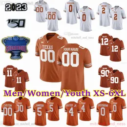 Camisa de futebol personalizada Texas Longhorns 3 Quinn Ewers 24 Jonathon Brooks 91 Ethan Burke 0 Anthony Hill Jr.