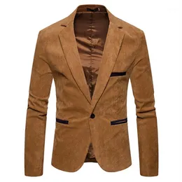 Męski Blazer Autumn Winter Casual Corduroy Slim Long Sleeve High Quality Handleur Tops Mens Płaszcz Bluzka 269D