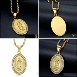 Pendant Necklaces High Quality 316 Stainless Steel The Virgin Mary Status Christian Hip Hop Madonna Catholic Guadalupe Relius Necklace Dhde3