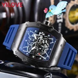 Top Quality Men Watch 43mm Full Function Stopwatch Black Blue Rubber Clock Luxury Quartz President Day Date Whole And Retail W263n