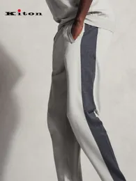 Calças masculinas verão kiton algodão cinza combinando lazer esportes calças de malha