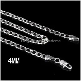 Catene moda 4 mm lateralmente collane girocollo in argento sterling 925 per donna uomo gioielli di lusso taglia 16 18 20 22 24 pollici consegna di goccia P Dhcsa