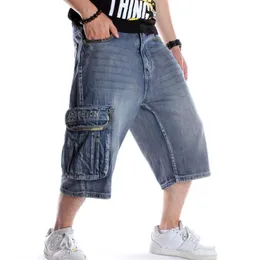 Summer Men Shorts Dżinsy Hip Hop Jeans denim denim amerykańskie spodnie mody luźne workowate bawełniane męskie spodni spodni wielki rozmiar 46249f