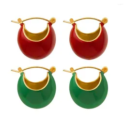 Dangle Earrings JINHUI Cute Sweet Enamel Oval Hoop For Women Stainless Steel Oil Drip Temperament Drop Versatile Jewelry Gift