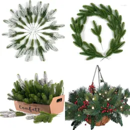 Kwiaty dekoracyjne 5-15pcs świąteczne gałęzie sosny śnieg sztuczne rośliny igły do ​​domu DIY Tree Wreńskie dekoracje