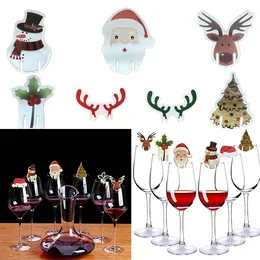 10pcs Puchar świąteczny Karta świąteczne Dekoracje Święta w Winie Santa Hat Wine Dekoracja stolika Navidad 2023 Wesołych Świąt 916