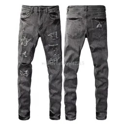 Stretch Jeans Hosen Loch Slim Fit Herren Patch Hip Hop Ripped Männer Skinny Denim Hose Herren Freizeithose Große Größe 28-40 US-Größe