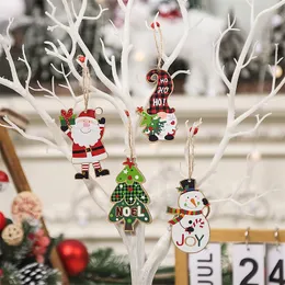 Novas decorações de natal boneca dos desenhos animados colorido pingente de madeira árvore de natal pequeno pingente sem rosto idoso pingente