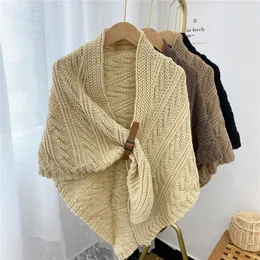 Scarve Eşarp Şal Poncho Moda Kadınların Düz Renk Örgü Şal Düzensiz Hediye D251 230914