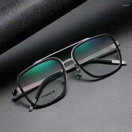 Okulary przeciwsłoneczne ramy soczewki optyczne Dania Linde 9911 Tytanium No Scree Korea okulary Ultra-Light Business Square Reading Mężczyźni