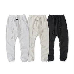 Autumn Winter USA Europe 7th Leather Logo Pocket Pants Trousers fashion Men Women Cement White String Joggers Sweatpants319Z