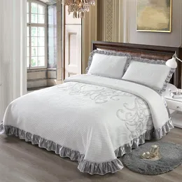Örme pamuk 3 adet yatak örtüsü yorgan seti kral kraliçe yatak örtüsü seti şilte topper battaniye ile yastık