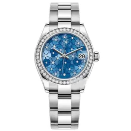 Relógios femininos 31mm azul diamante dial automático mecânico completo aço inoxidável à prova dwaterproof água relógio casais estilo clássico relógios de pulso 281u