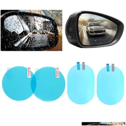 Adesivos de carro 2 pcs espelho retrovisor película protetora anti nevoeiro folhas de janela à prova de chuva vista traseira tela protetor acessórios com gota entregar dh1cj