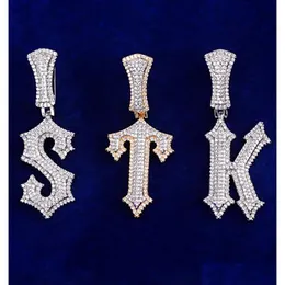 A-Z Initial Letter Pendant Necklace Trap Rapper Rock Star Letters Men Women Iced Out Bling Real Gold Plated Hip Hop Jewelry Charms Drop Deli