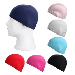 Mens Candy colors Swimming caps unisex Nylon Cloth Adult Shower Caps waterproof bathing caps solid swim hat factory outlet