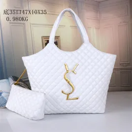 Designer de luxo Icare Maxi Sacos de compras em acolchoado grande capacidade tote bolsa de ombro diamante superfície yslsities com carteira de corrente designers completos de alta qualidade